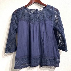 Full Tilt | 3/4 Sleeve Blue with Lace Sz S